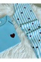 Blue with Burgundy Heart Pattern Soft Winter Waffle Knitted Pajama Set - 3