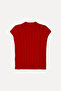 Women's Red Hair Braided Fitted High Neck Sweater - 2