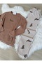 Mink Dog Patterned Soft Winter Waffle Knitted Pajama Set - 6