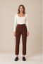 Women's High Waist Spanish Flare Pants - Fabric Pants with Stretching Effect, Elastic Waist, Hidden Zipper