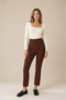 Women's High Waist Slimming Spanish Flare Pants - Flexible Cotton Fabric with Elastic Waist and Hidden Zipper Fabric Pants