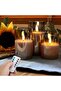 Flameless Candle, Flashing LED Pillar Real Wax Candle with Remote Control and Timer, Upgraded Teardrop Wick, Clear Glass Electronic Candles, 1 Set of 3 - 7