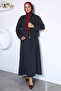 Light Blue City Style Jacket with Elastic Waist Skirt and Hijab Two-Piece Set