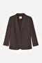 Women's Brown Textured Oversized Blazer Jacket