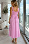 Pink Shoulder Tie Linen Dress - 2