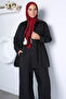 Black Elastic Waist Trousers Tunic Hijab Double Set - 2