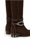 Women's Stylish Accessory Boots Genuine Brown Suede Leather - 3