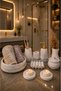 Marble Patterned 9-Piece Bathroom Wc Set Liquid Soap Dispenser Toothbrush Holder Towel Holder Candlestick Candle Holder Decorative Vase