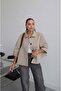 Beige Hidden Button Short Jacket - 5