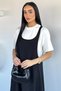 White and Black Women's T-Shirt Combination Gilet Dress - 3