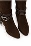 Women's Stylish Accessory Boots Genuine Brown Suede Leather - 5