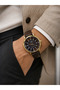 Men's Wristwatch with Brown Leather Strap, Chocolate Dial, Casual & Classic, Gift Boxed - 4