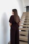 Plum Color Belted Pleated Blouse and Trousers Set - 6