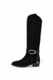 Women's Stylish Accessory Boots Genuine Black Suede Leather
