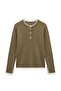 Khaki Double Collar Buttoned Sweater