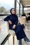 Ribbed Knit Zipper Collar Hijab Knitwear Dress - 3
