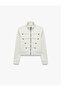 Metal Buttoned Stand Collar Zippered Military Sweatshirt - 5