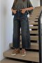 Dark Blue Double-Stitched Side Mom Jeans - 3