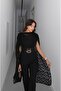 Black Cape Lace Bodysuit Blouse - 5
