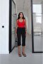 Black Capri Pants with Decorative Pockets - 3