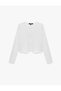 Slim Fit Lace Detailed Buttoned Crew Neck Long Sleeve Sports T-Shirt - 3