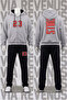 Bulls Printed Zipper Hooded Tracksuit Set - Relaxed Fit 3-Thread Zipper Sweatshirt and Sweatpants Set