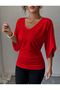 Tifanny Women's V-Neck Lycra Viscose Blouse, Draped Stylish and Comfortable Top