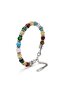 Mixed Natural Agate Stone Chakra Themed Adjustable Steel Bracelet 31682B10D9 - 5