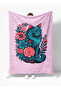 Cat and Flower Pattern 3D Digital Printed Blanket Fleece Tv Blanket