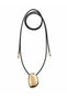 Women's Black String Gold Necklace Oval Design Long Necklace Adjustable - 2