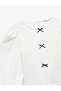Bow Long Sleeve Crew Neck Blouse - 4