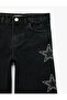 Cotton Star Patterned Wide Leg Denim Trousers - 5