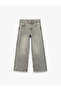 Stone Embellished Cotton Wide Leg Denim Trousers - 3