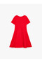 Short Sleeve Crew Neck Pleated Dress - 6