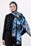 Flower Pattern Cotton Shawl, Imported Fabric, High Quality & New Season Shawl, Rosea Collection " Black-Blue " - 5