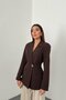 Brown Blazer Jacket with Waistband