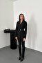 Black Waist-Slit Blazer Jacket - 4