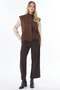 High Collar Suede Vest Chocolate - 3
