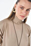 Turtleneck Knitwear Dress Stone - 6
