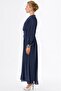 Waist Detailed Chiffon Dress Anthracite - 3