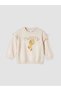 Vizyon New Season Beige Crew Neck Printed Baby Girl Sweatshirt