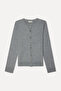 Women's Gray Melange Crew Neck Cardigan