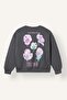 Relax Fit Crew Neck Back Printed Floral Sweatshirt Girls I4172A826Au - 8