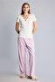 Regular Fit V-Neck Short Sleeve Lace Detailed Top Elastic Waist Ribbed Bottom Pajama Set I7414Ax26Au - 2