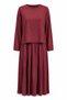 Linen Suit with Skirt and Sleeve Stitching Detail 4457 Claret Red - 2
