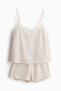 Lace-trimmed satin pyjamas