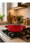 18 cm Enamel Pot – Glass Lid, Wooden Handle - 2