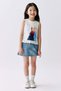 Frill-trimmed printed top