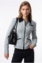 2226 Women's Lined Filet Pocket Double Zipper Slim Fit Jacket Ice Blue - 3
