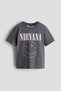 Print-motif cotton T-shirt